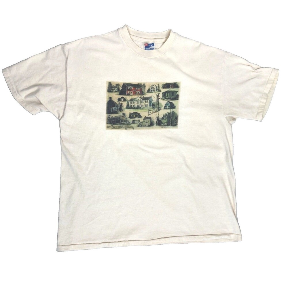 Vintage 90s Hanes Beefy-T Cold Spring Village NJ T Shirt XL Single Stitch USA
